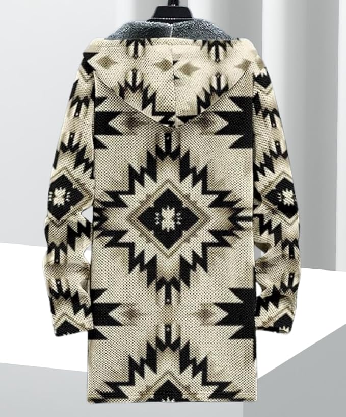 Men's Hooded Sweater Coat Knit Fleece Lined Long Cardigan Jacket - Image 2