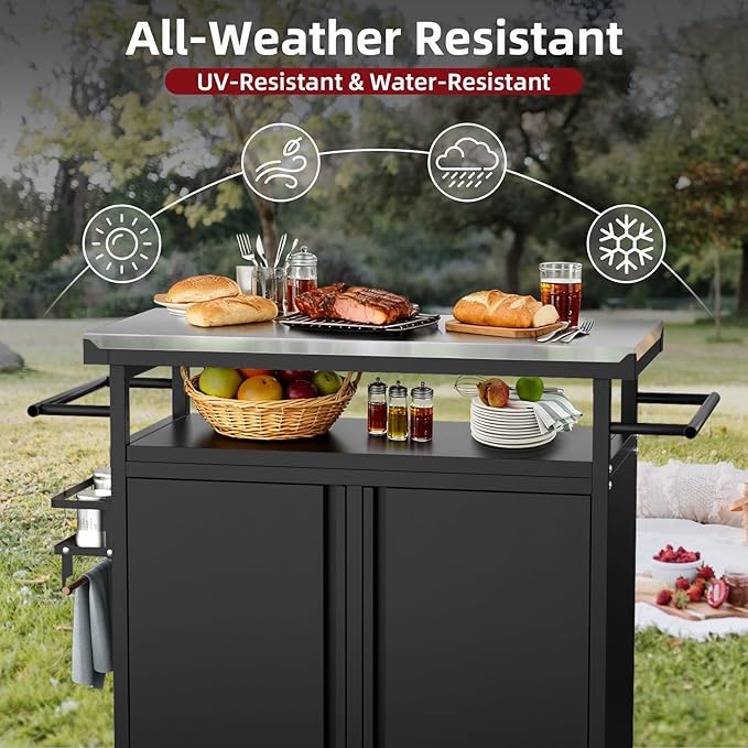 Outdoor Grill Cart Bar Cart - Image 2