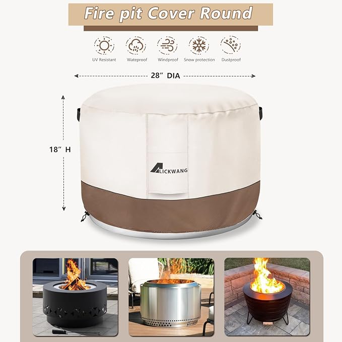 Fire Pit Cover for Solo Stove Bonfire, 600D Tear-Resistant Heavy Duty Durable - Image 2