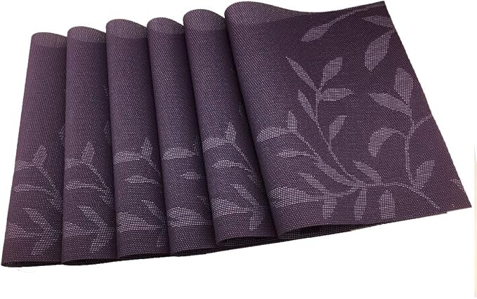 Gugrida Place Mats PVC Set of 6, Table Placemats Set of 6 PVC Woven Vinyl Place - Image 2