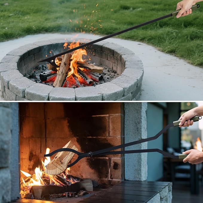 Stanbroil 40" Firewood Tongs and Fire Poker Set, Large Campfire Tongs Tool Set - Image 5