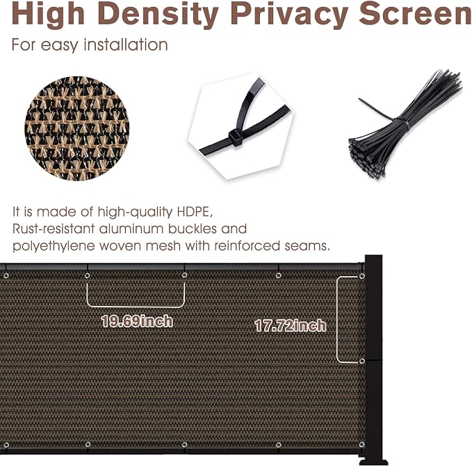 SUNNY GUARD Customized 2'6''x18' Brown Balcony Privacy Screen, 92% Shade - Image 5