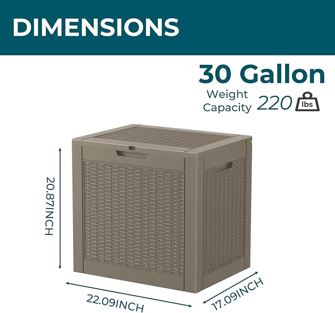 31 Gallon Outdoor Storage Box – Resin Deck Box - Image 6
