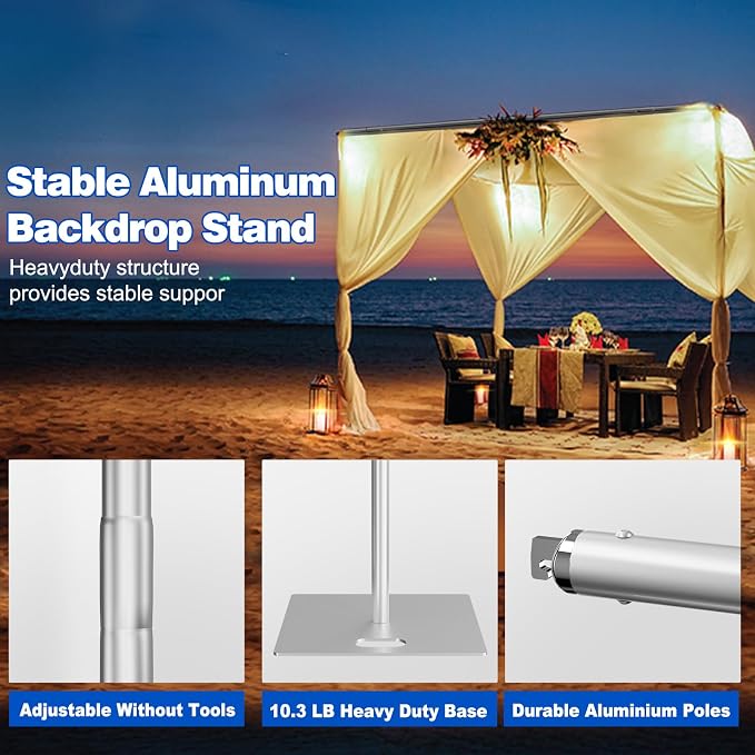 Pipe and Drape Backdrop Stand 8ftx10ft Adjustable Background Support System - Image 3