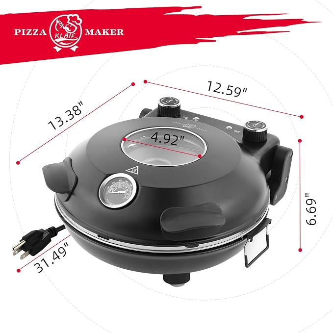 KLAIF 12" Electric Countertop Pizza Oven Indoor - Image 5