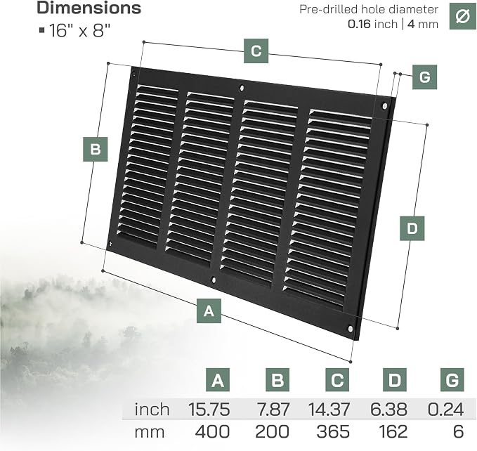 Vent Systems 16" x 8" Inch Anthracite Metal Air Vent Cover - Image 2