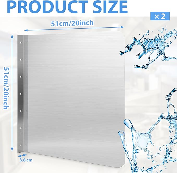 Therwen 2 Pcs Stainless Steel Side Splash Guard - Image 2