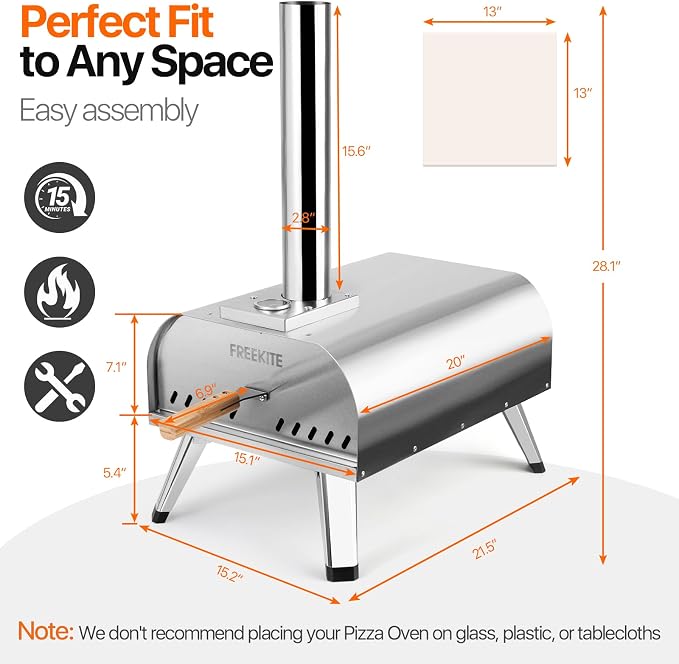 Pizza Oven 13 Inch Outdoor Wood Fired Portable Stainless Steel Pizza Oven - Image 8