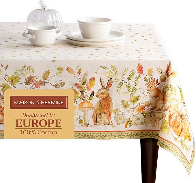 Maison d' Hermine Table Cloth Square Table 100% Cotton 54 x 54 Inches Fall by MaisondHermine