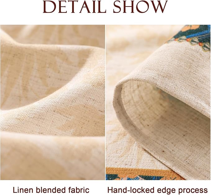 patdrea Designer Rectangle Linen Table Cloth, Vintage Anti-Wrinkle Durable - Image 5