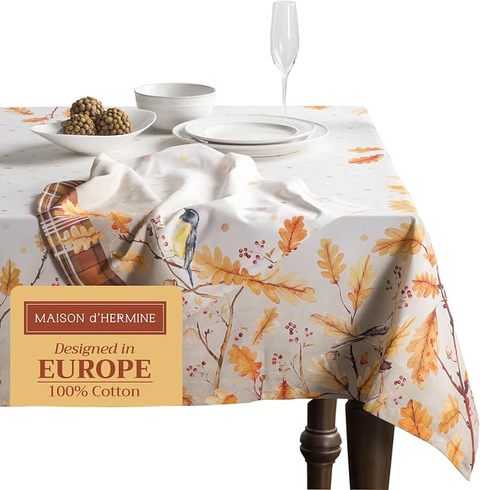 Maison d' Hermine Table Cloth Square Table 100% Cotton 54 x 54 Inches Fall by MaisondHermine