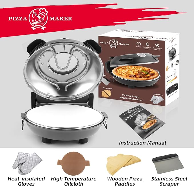 KLAIF 12" Electric Countertop Pizza Oven Indoor - Image 4