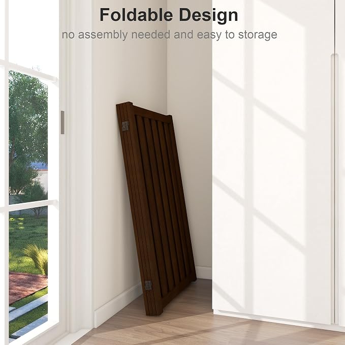 36" Height Extra Tall Freestanding Pet Gate, Solid Wood Folding Safety Fence - Image 6