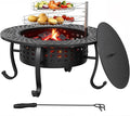 FDW 36 Inch Fire Pit with 2 Adjustable Grills, Wood Burning Outdoor Fire Pit by FDW