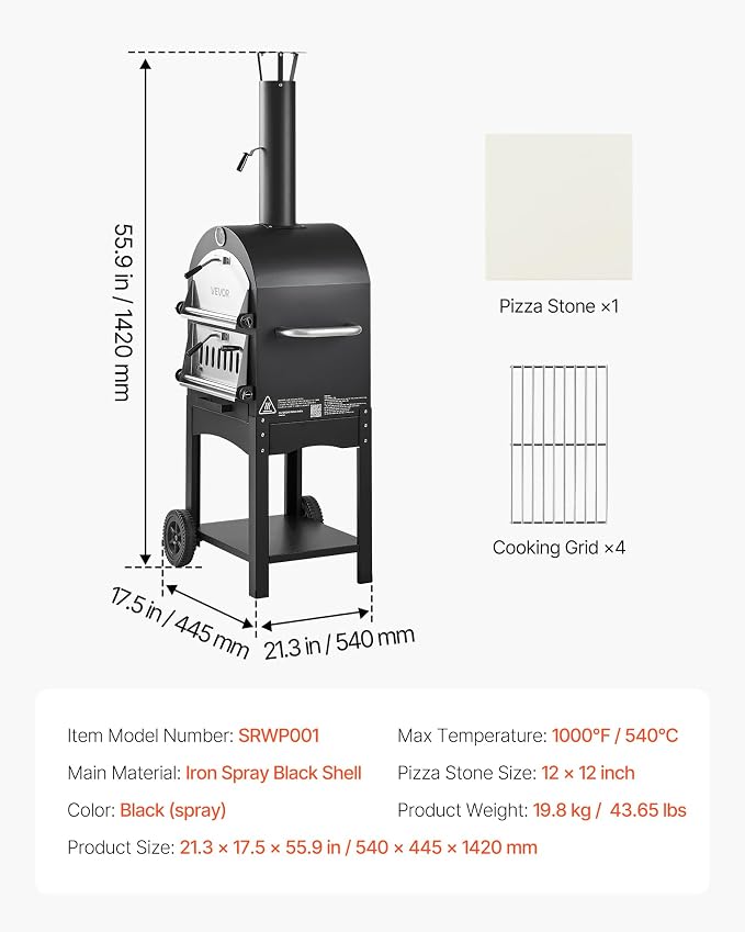 VEVOR Outdoor Pizza Oven, 2-Layer Pizza Oven Wood Fired, Wood Burning Outdoor - Image 7