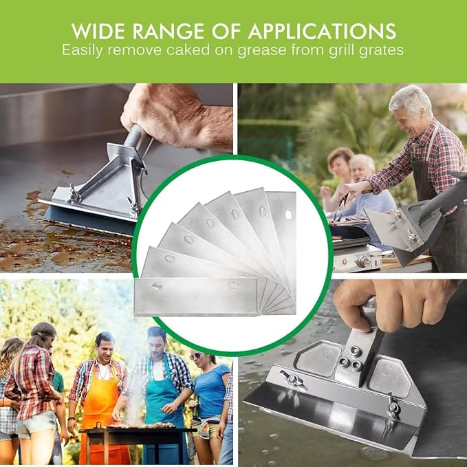 6" Stainless Steel Griddle Scraper Blades 6 Pack, Razor Sharp Grill Scraper - Image 5