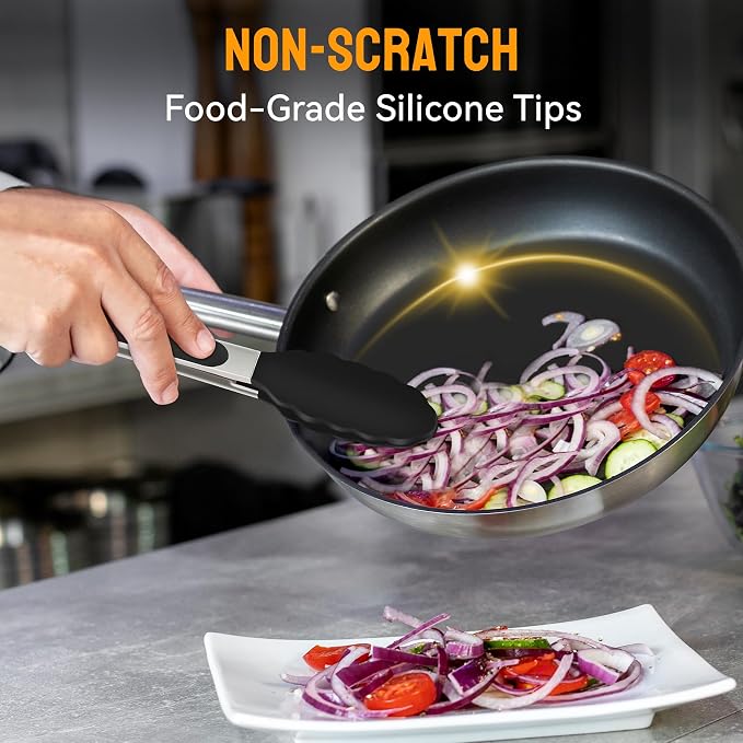 HOTEC Premium Stainless Steel Locking Kitchen Tongs - Image 7