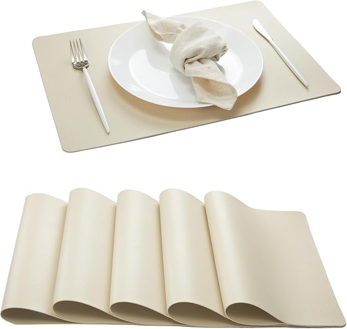 DOLOPL Placemats Set of 6, Wipeable Faux Leather Heat Resistant Mats by DOLOPLOfficial