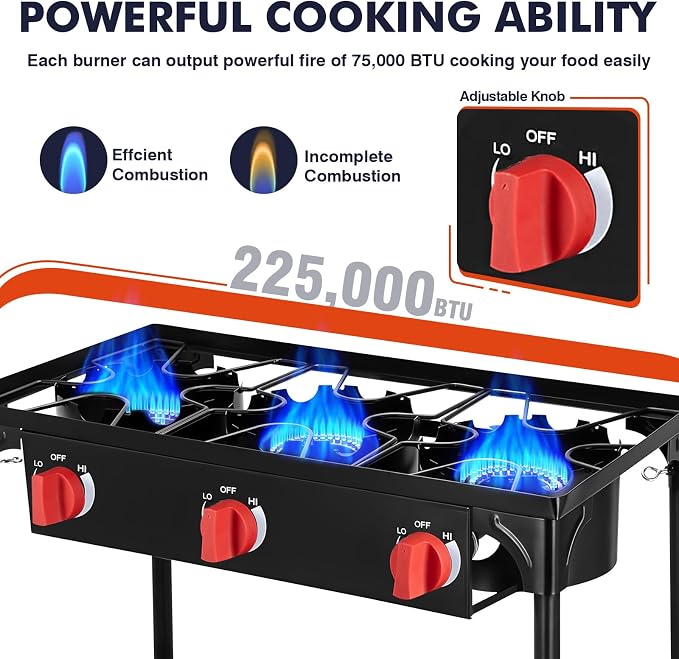 Llamaviva 3 Burner Gas Stove, Propane Outdoor Stove - Image 4