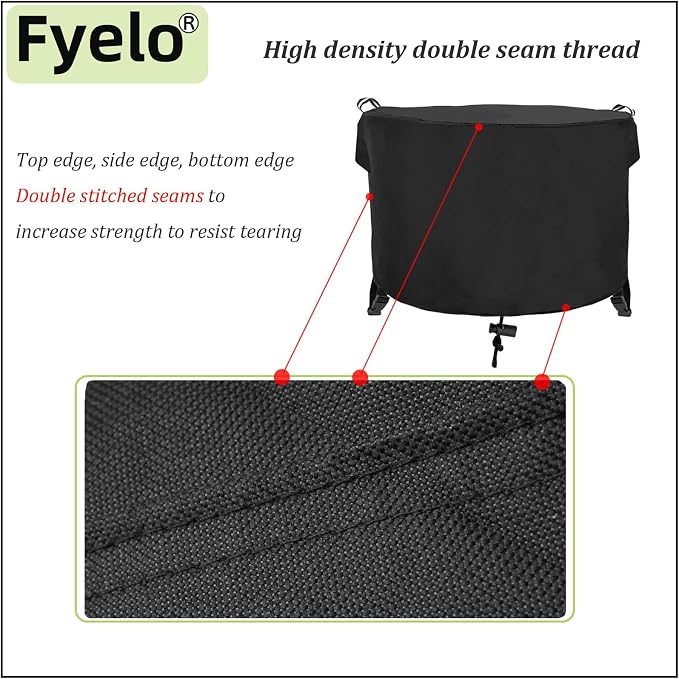 Round Fire Pit Cover 36" Dia X 24" H, 600D Strong Tear Resistant, Waterproof & - Image 3
