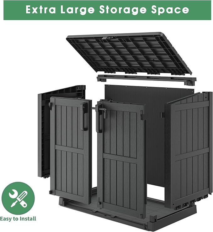 Outdoor Horizontal Resin Storage Shed, Portable Outdoor Storage Cabinet 36 Cu Ft - Image 6