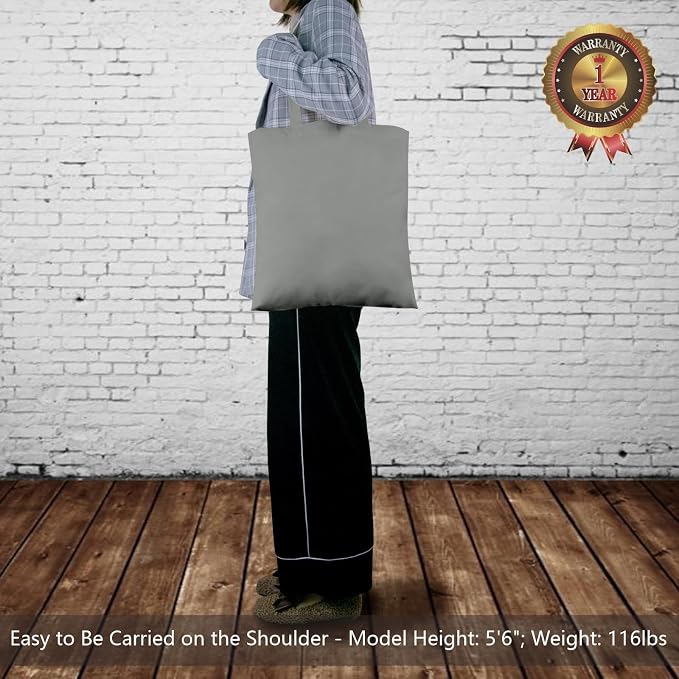 TOPDesign 6-Pack Economical 16"x15" Light Grey Cotton Tote Bags, Lightweight - Image 2