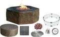 Elementi | Bundle Columbia Gas Fire Pit Cast Concrete Semi-Round Fire Table by AMSFireplaceInc