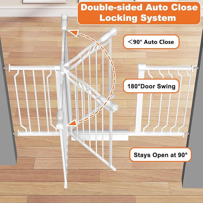 29.5-43.7" Wide Baby Gate for Stairs No Drilling, Press Mounted Dog Gate Indoor - Image 6