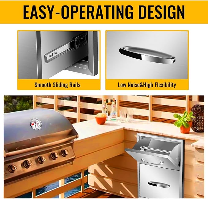 Outdoor Kitchen Drawers, Box Frame Style Flush Mount BBQ Drawer w/Stainless - Image 6