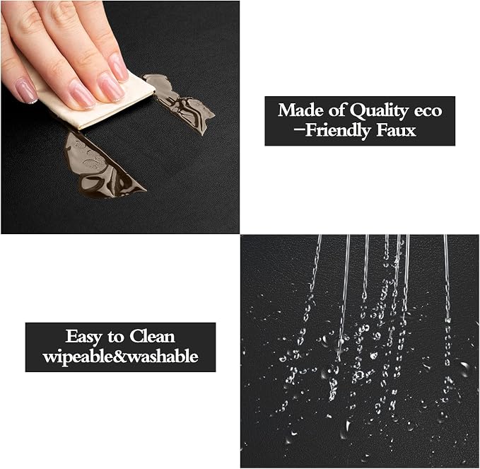 Herda Black Placemats Set of 6 for Dining Table Mats, Faux Leather Place Mats - Image 5