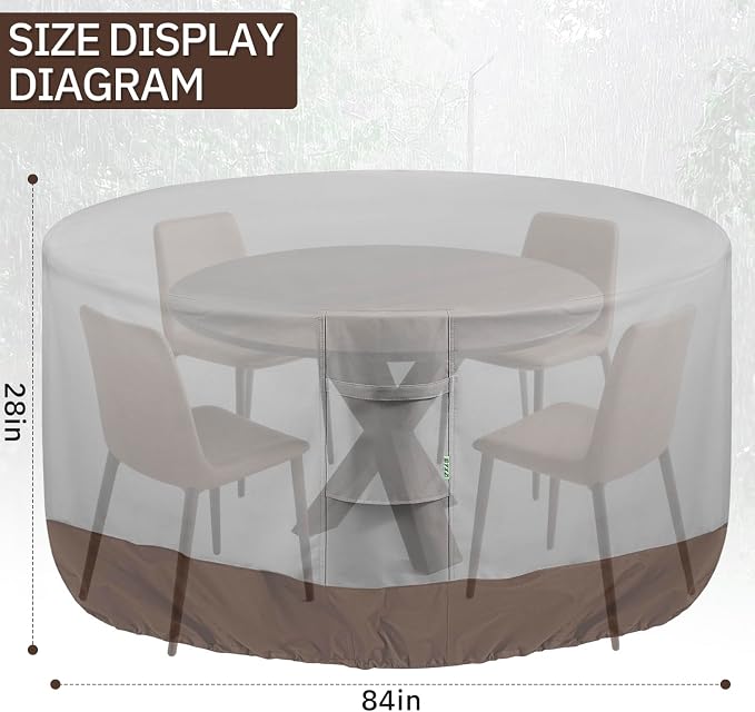 Round Patio Furniture Covers, 600D Heavy-duty UV-Resistant Fade-Proof Protection - Image 2