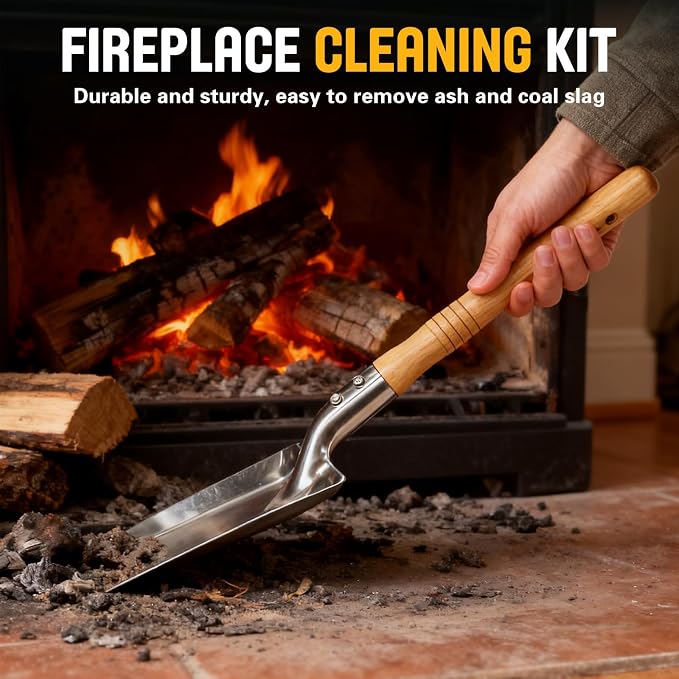 Fireplace Ash Shovel and Brush Set, - Image 3