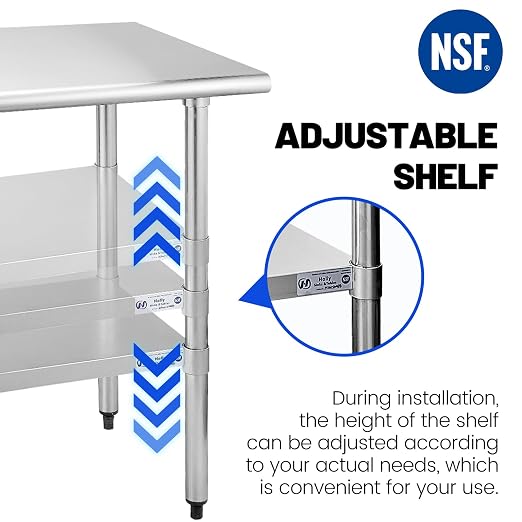 Hally Stainless Steel Table for Prep & Work 24 x 18 Inches, NSF Commercial - Image 7