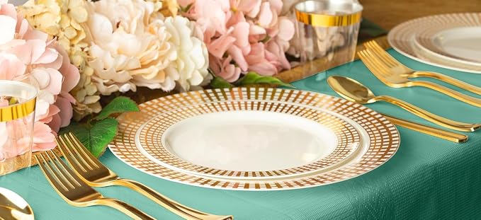PARTY BARGAINS 54" X 108" Paper & Plastic Table Covers, Mint Green, 5 Pack - Image 7
