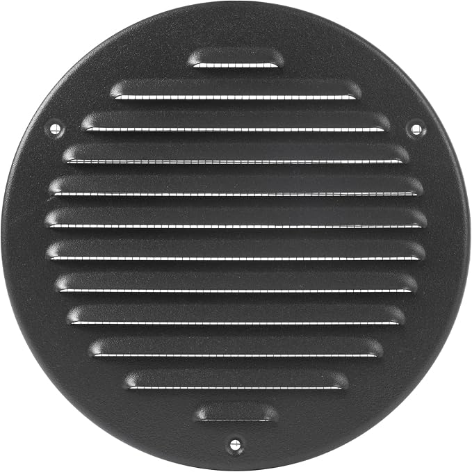 Round Ventilation Grille / 6'' Inch Inside Measurement/Black Metal Air Vent by Unknown
