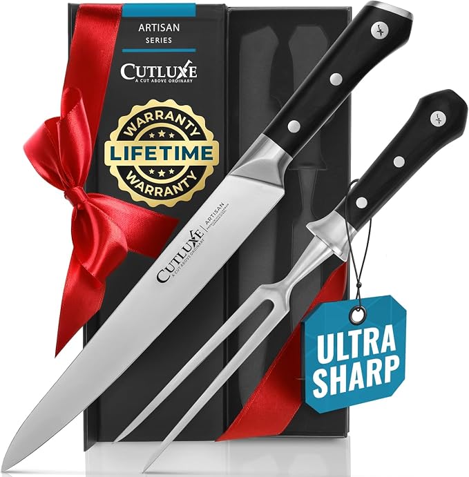 Cutluxe Turkey Carving Knife Set – Carving Fork & Knife by Cutluxe