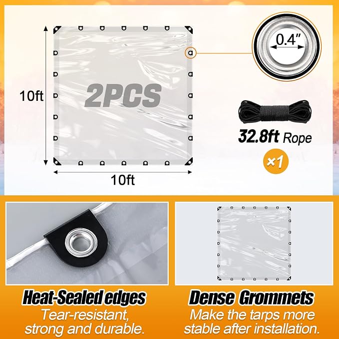 10x10ft Anti-Tear Clear Tarp Waterproof - Image 7