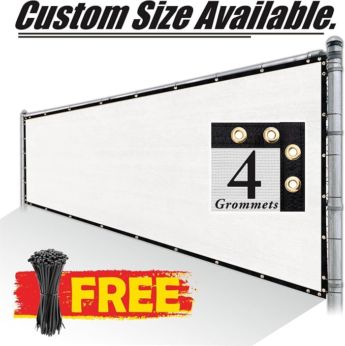 Royal Shade Custom Size 4' x 140' White Fence Privacy Screen Windscreen Cover - Image 8