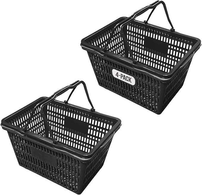 Stackable Plastic Shopping Baskets, Easy-Grip Handles by C-Store+Packaging
