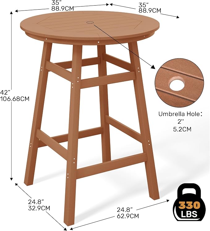 Costaelm Patio Bistro Table, Outdoor Bistro Dining Pub Table - Image 3