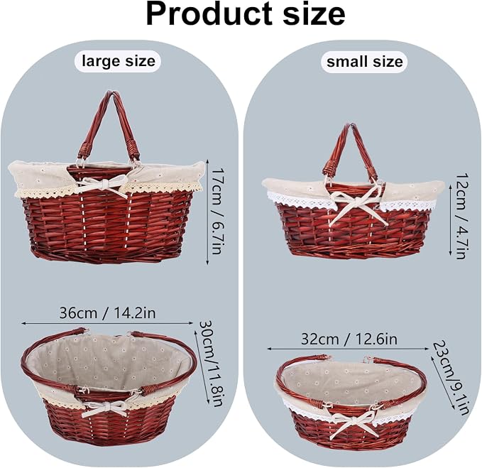 2 Pack Brown Wicker Basket - Image 2