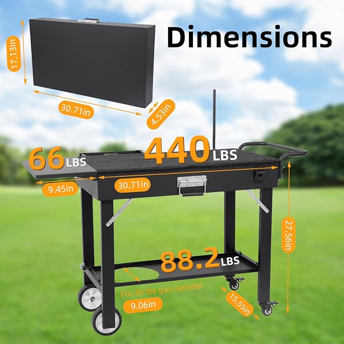 Foldable Grill Cart for Blackstone Griddle, Portable Outdoor Griddle Stand for - Image 5
