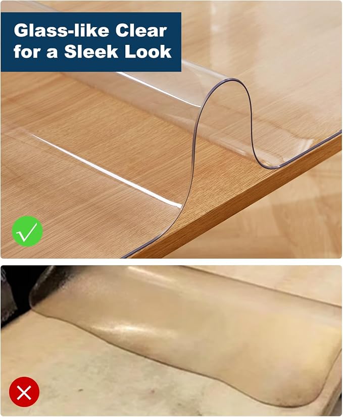 24" x 48" Crystal Clear Plastic Table Cover Protector, Spill Resistant Soft PVC - Image 5