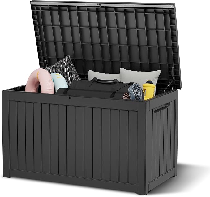 NUNU LAB 230 Gallon Outdoor Storage Box, Large Resin Deck Box by NUNULAB