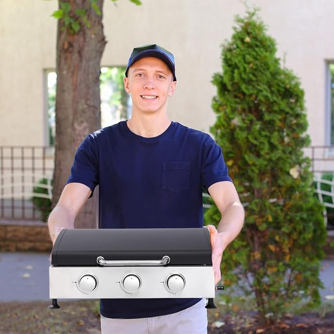 26 inch Tabletop Griddle with Ceramic Coated Cast Iron Plate, 3 Burners Flat - Image 7