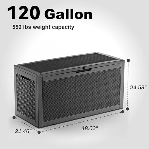 120 Gallon Deck Box, Resin Outdoor Storage Box - Image 2