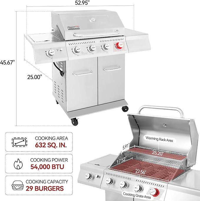 Royal Gourmet GA4402S 4 Burner Propane Gas Grill - Image 3