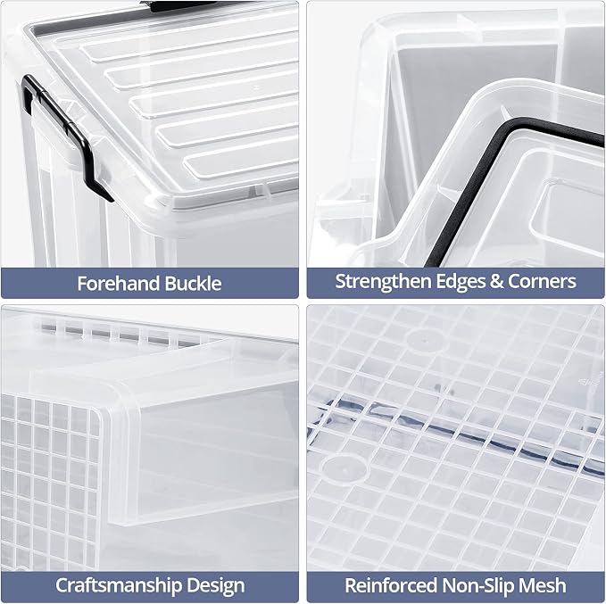 3-Pack Waterproof Plastic Storage Box, 90QT/85L Stackable Latch Box Durable - Image 7