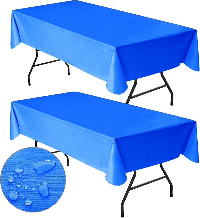 Nasitos 2 Pack Blue Table cloth 60x102 Inch-Flannel Backed Vinyl Tablecloths by Nasitoshomedecor
