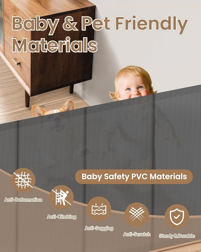Retractable Baby Gate, Prevents Kids & Dogs from Crawling Under, Indoor/Outdoor - Image 2